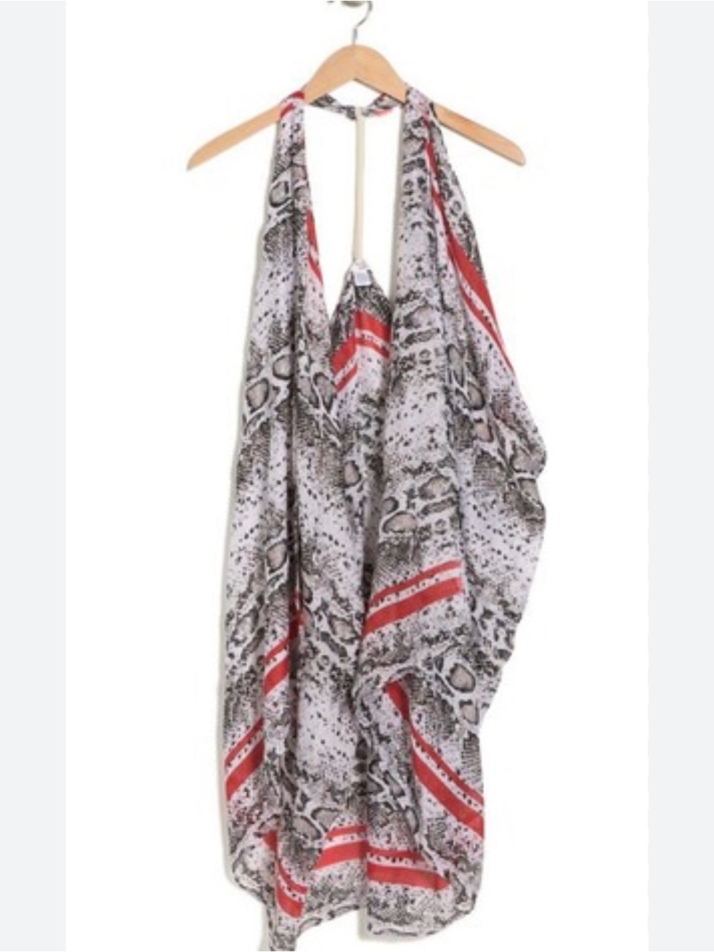 Pool to Party by Subtle Luxury Snake-Print Swim Cover-Up with Red Trim 0544